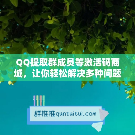 QQ提取群成员等激活码商城，让你轻松解决多种问题